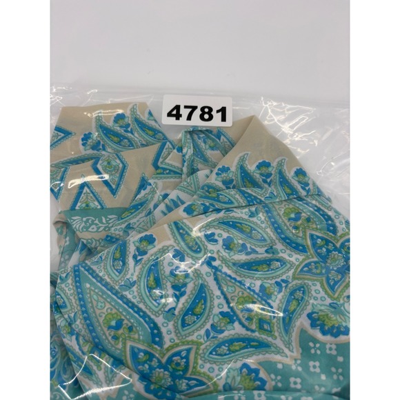 Belle Kim Gravel Teal Blue Paisley Print V-Neck Caftan Tunic Top Blouse M‎ - Picture 5 of 7